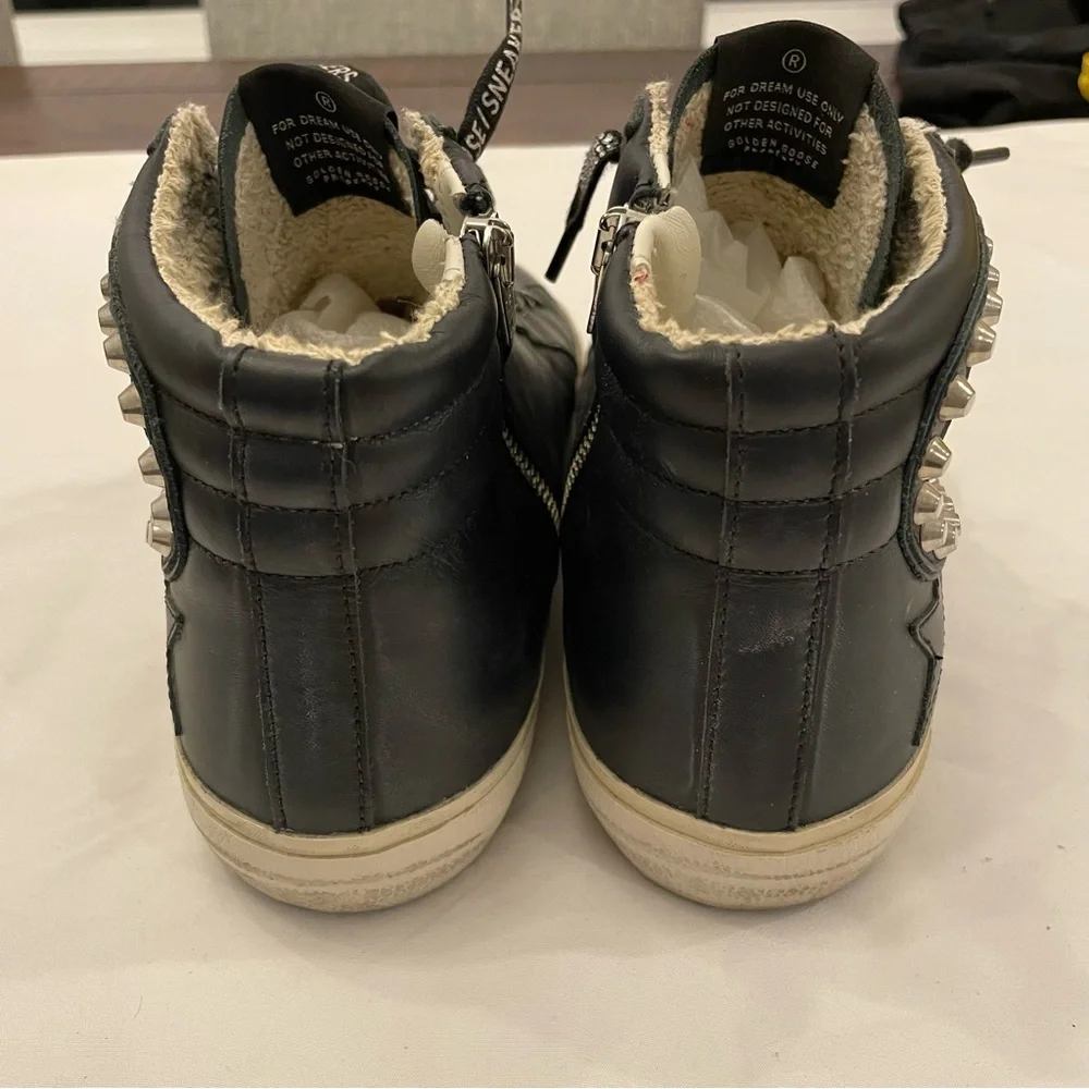 Golden Goose Women's Slide Black with‎ Studs size 41, US 11 with Swarovski Laces